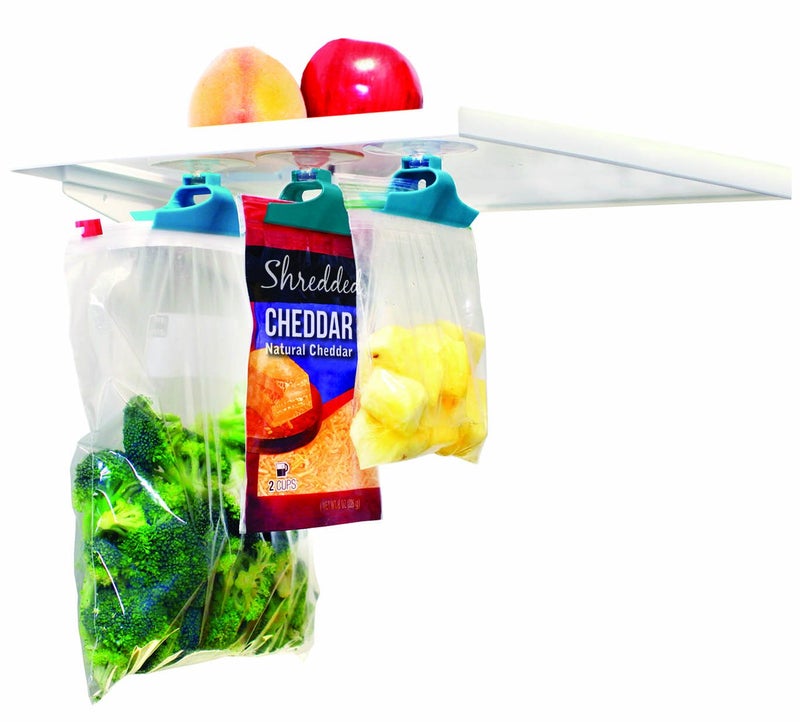 Jokari Zip Bag Holder, Best Fridge Storage Hack - Suction Cups Hold Baggies Under Refrigerator Shelves for Easy Removal, Just Slide In or Out of Clip, Holds Up to One Gallon Zip or Freezer Baggy (2 pack) - Image 3